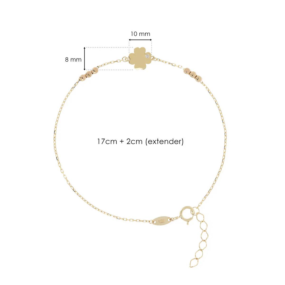 Bracciale Donna Milor Gold 9 KT Quadrifoglio Biglie Zircone WSGD90297.YG