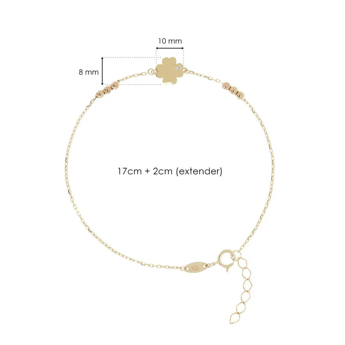 Bracciale Donna Milor Gold 9 KT Quadrifoglio Biglie Zircone WSGD90297.YG