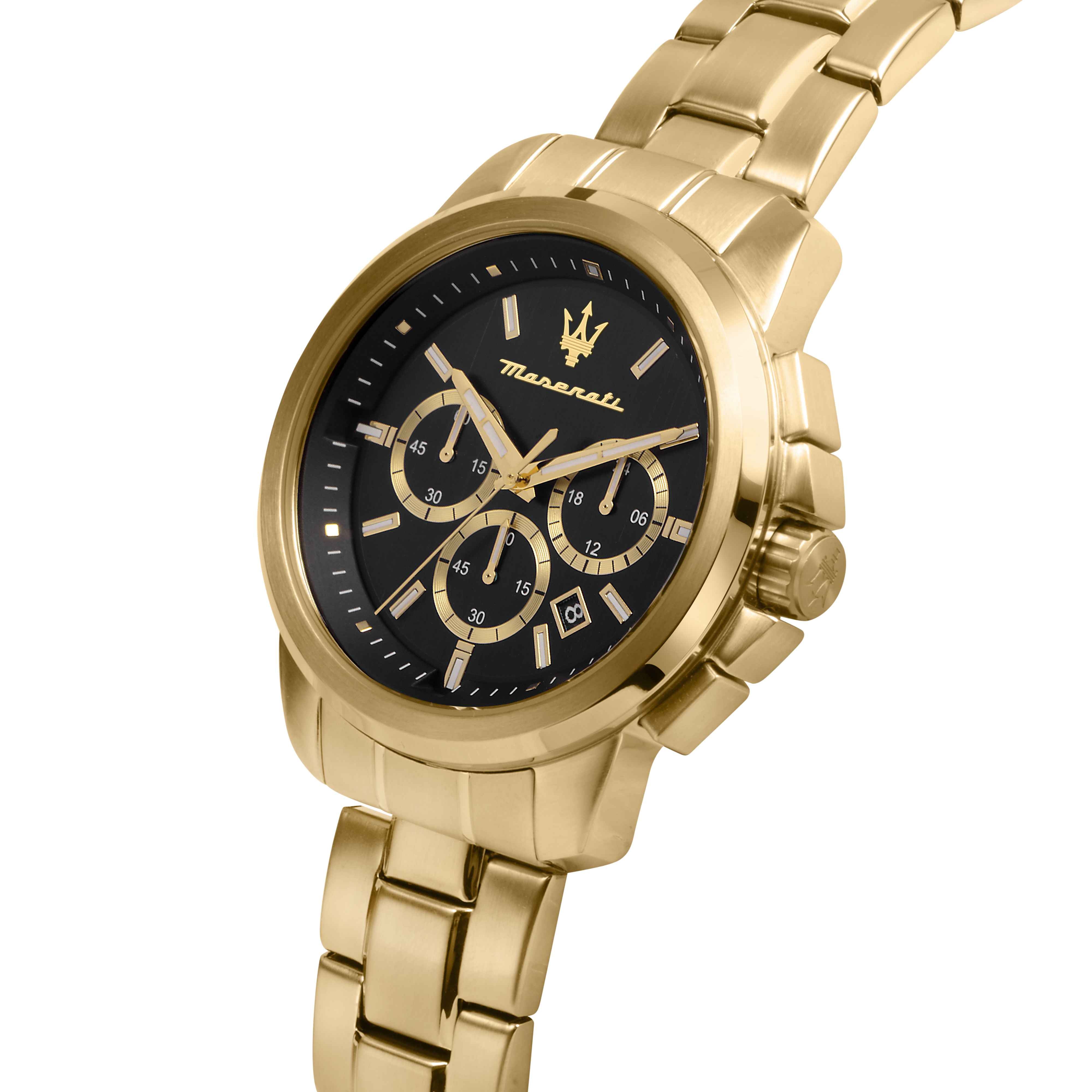 Orologio Uomo Maserati Acciaio Dorato Quarzo Cronografo Data Nero R8873621013