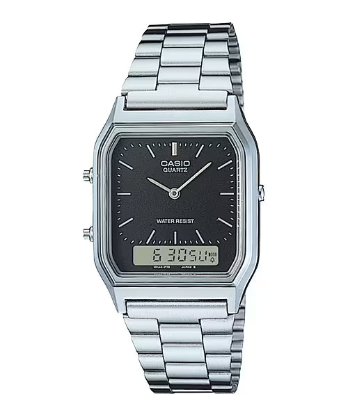 Orologio Unisex Casio Vintage Acciaio Quarzo Analogico Digitale Nero AQ-230A-1DMQYES