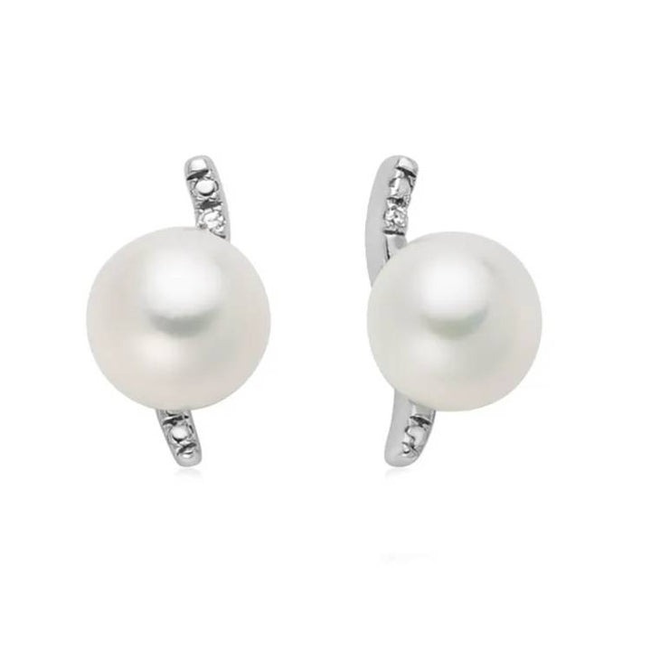 Orecchini Donna Miluna Oro Bianco 9KT Perle Diamanti PER2727X