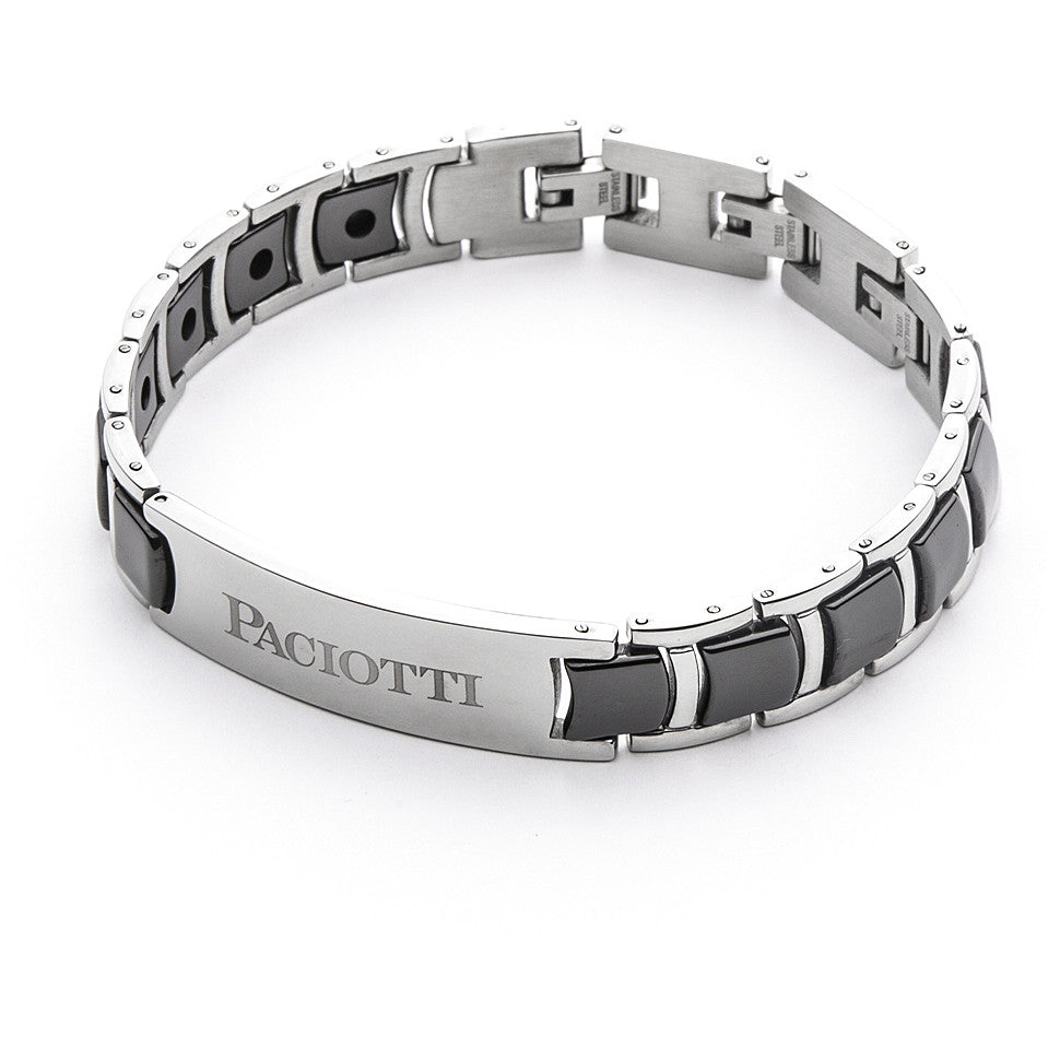 Bracciale Uomo 4US Cesare Paciotti Acciaio E Ceramica Nera 4UBR4526