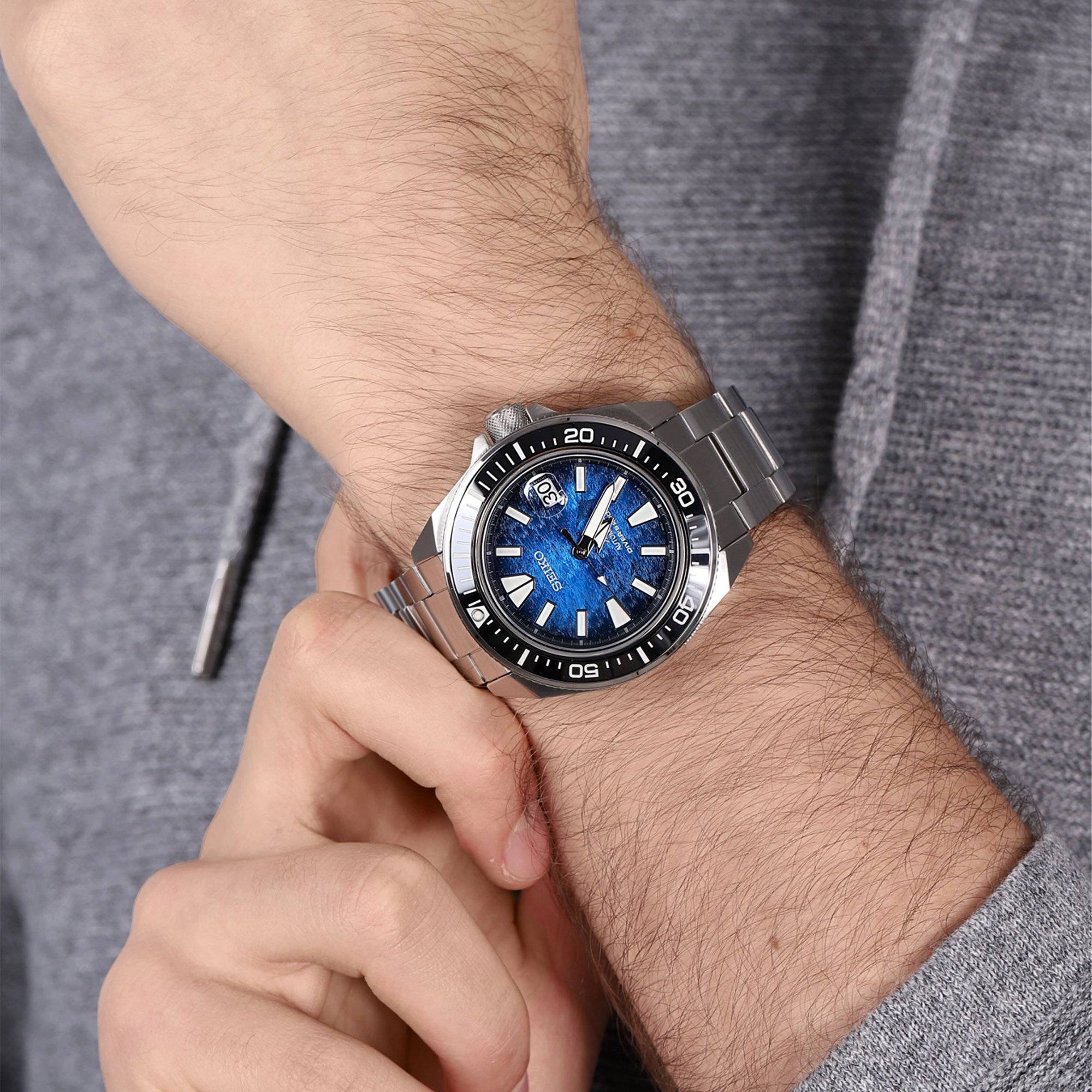 Orologio Uomo Seiko Automatico Save The Ocean 200 m Blu Nero SRPE33K1