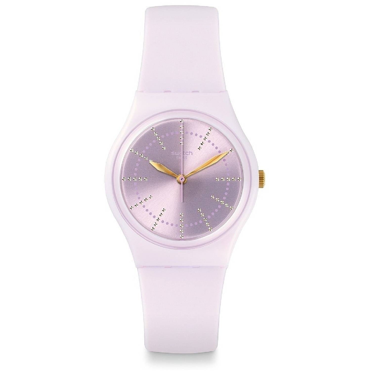 Orologio Donna Gomma Resina Swatch Quarzo Solo Tempo Rosa Guimauve Rosè GP148