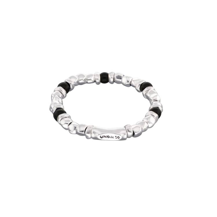 Bracciale Uomo Uno De 50 Sfere Placcato Argento Cristallo Murano Nero PUL2585NGRMTL0L