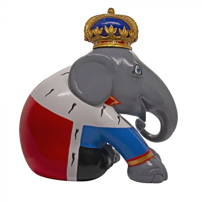 Scultura Elefante King Elephant Seduto 15 cm Resina Dipinto A Mano 8858831266612