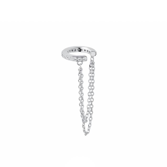 Orecchino Ear Cuff Donna Liu Jo Argento 925 Catena Zirconi ALJ306