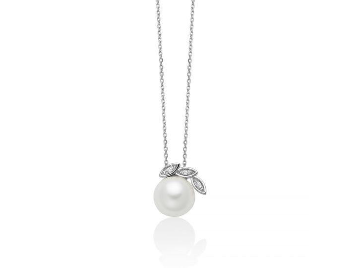 Collana Donna Miluna Girocollo Oro Bianco 9 KT Perla Tonda 7,5-8 mm PCL6513X