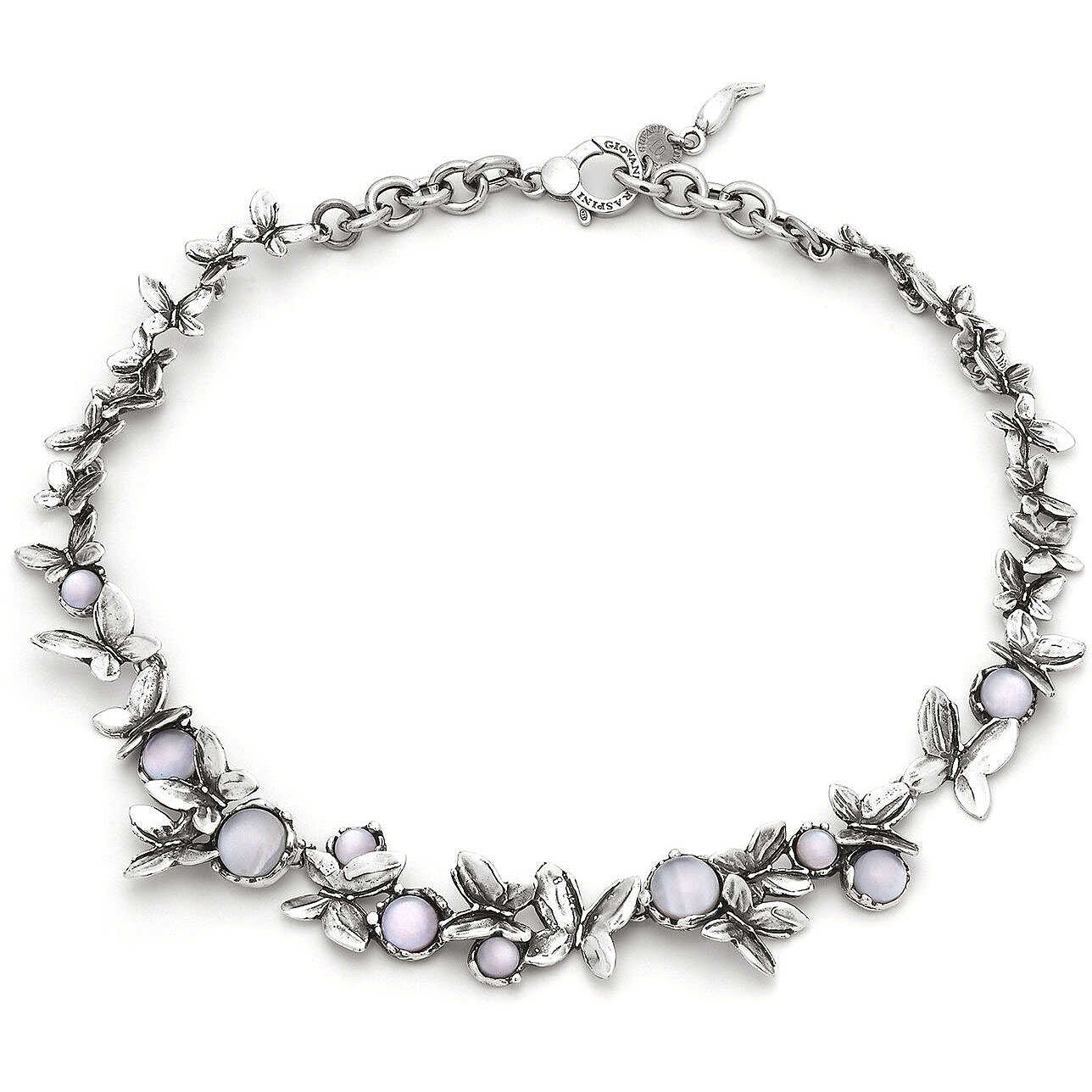 Collana Donna Giovanni Raspini Argento 925 Madreperla Rosa Con Quarzo Idrotermale 11378