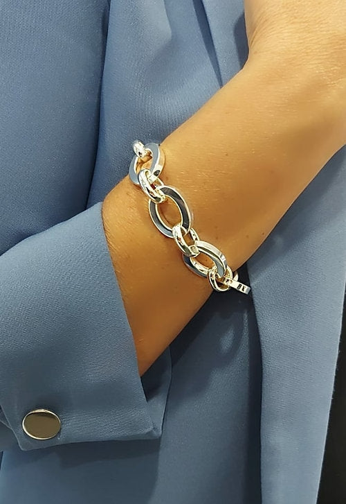 Bracciale Donna Unoaerre 1AR Bronzo Lucido Argentato Maglia Anellini 512194