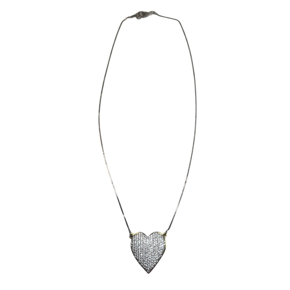 Collana Donna Re Mida Argento Cuore Pavè Zirconi Bianchi CL DJV P1