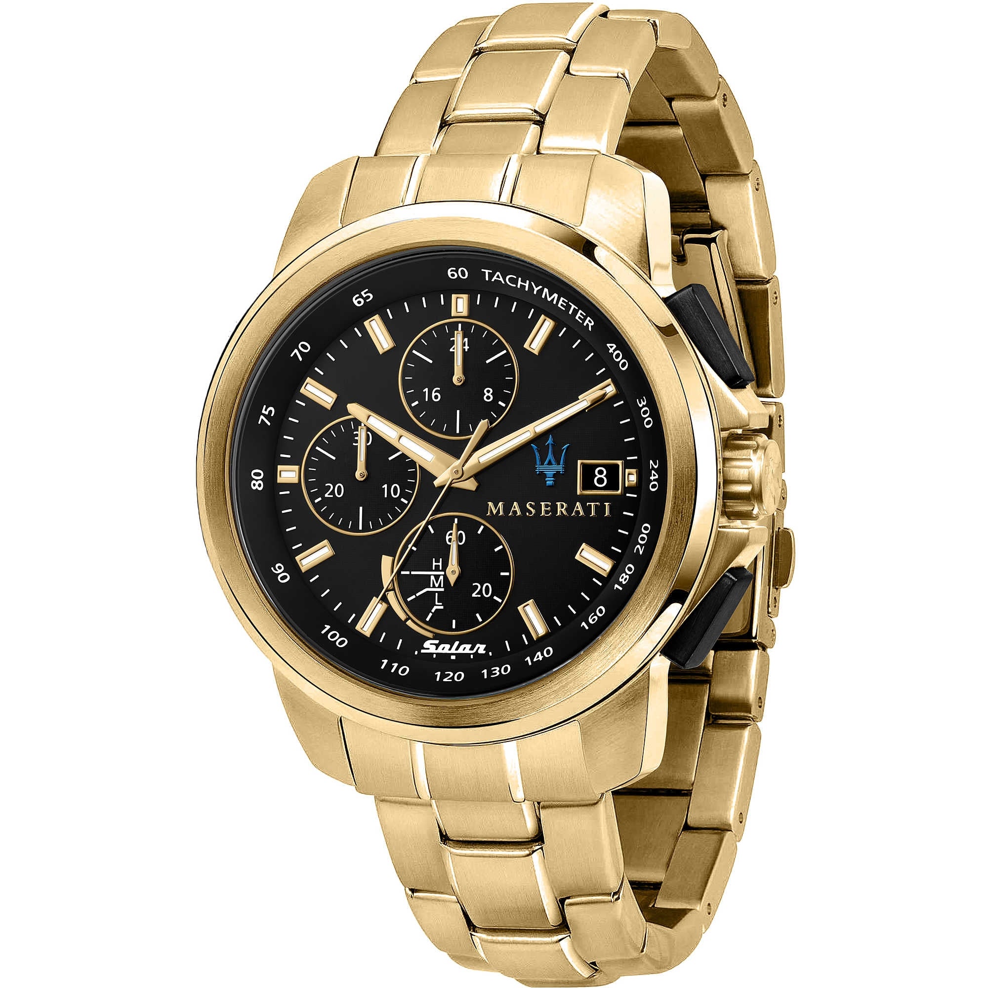 Orologio Uomo Acciaio Maserati Cronografo Carica Solare Nero Data R8873645002