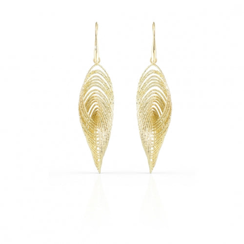 Orecchini Donna Unoaerre Bronzo Dorato Intreccio Onde Pendenti 449047