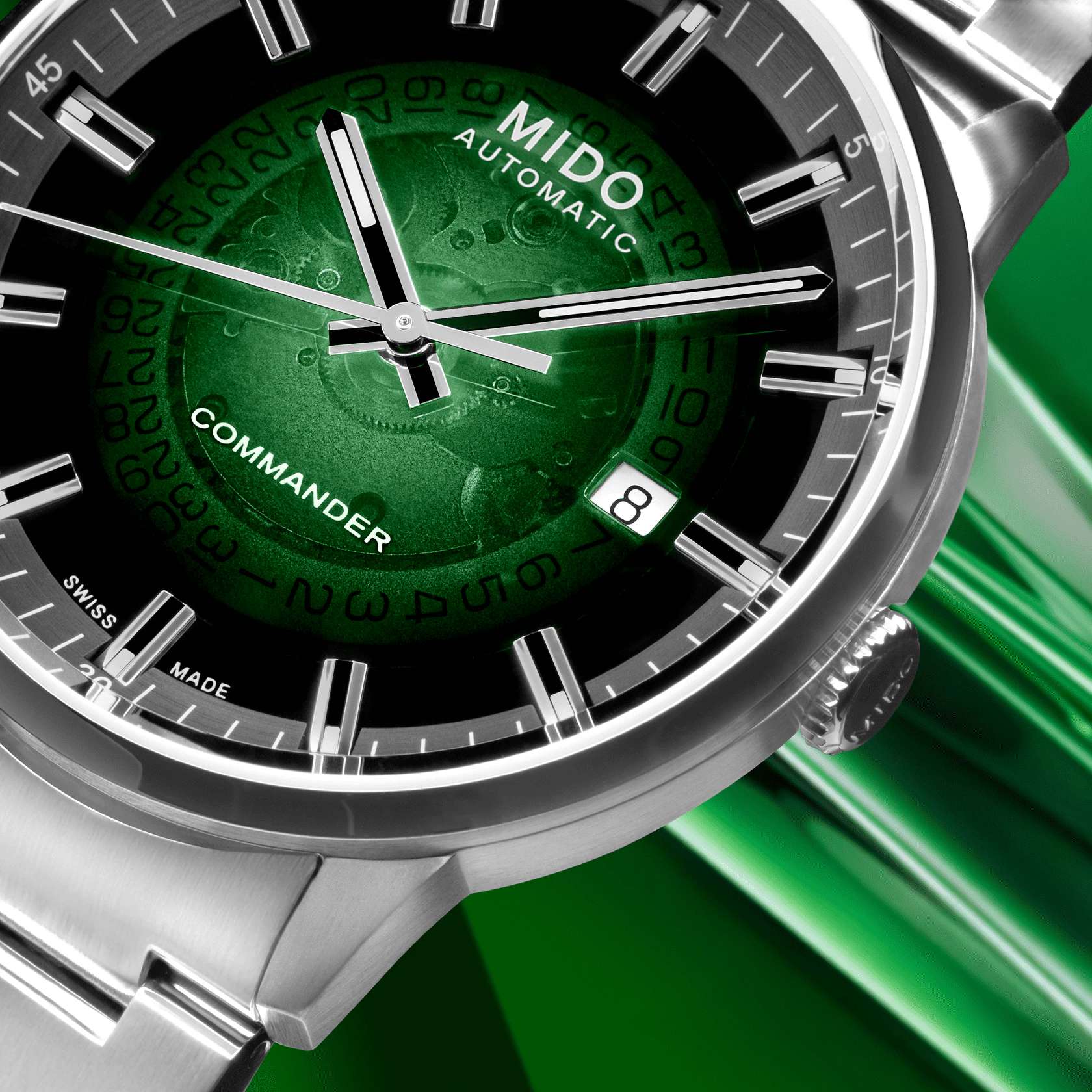 Orologio Uomo Mido Automatico Commander Scheletrato Verde M0214071141103