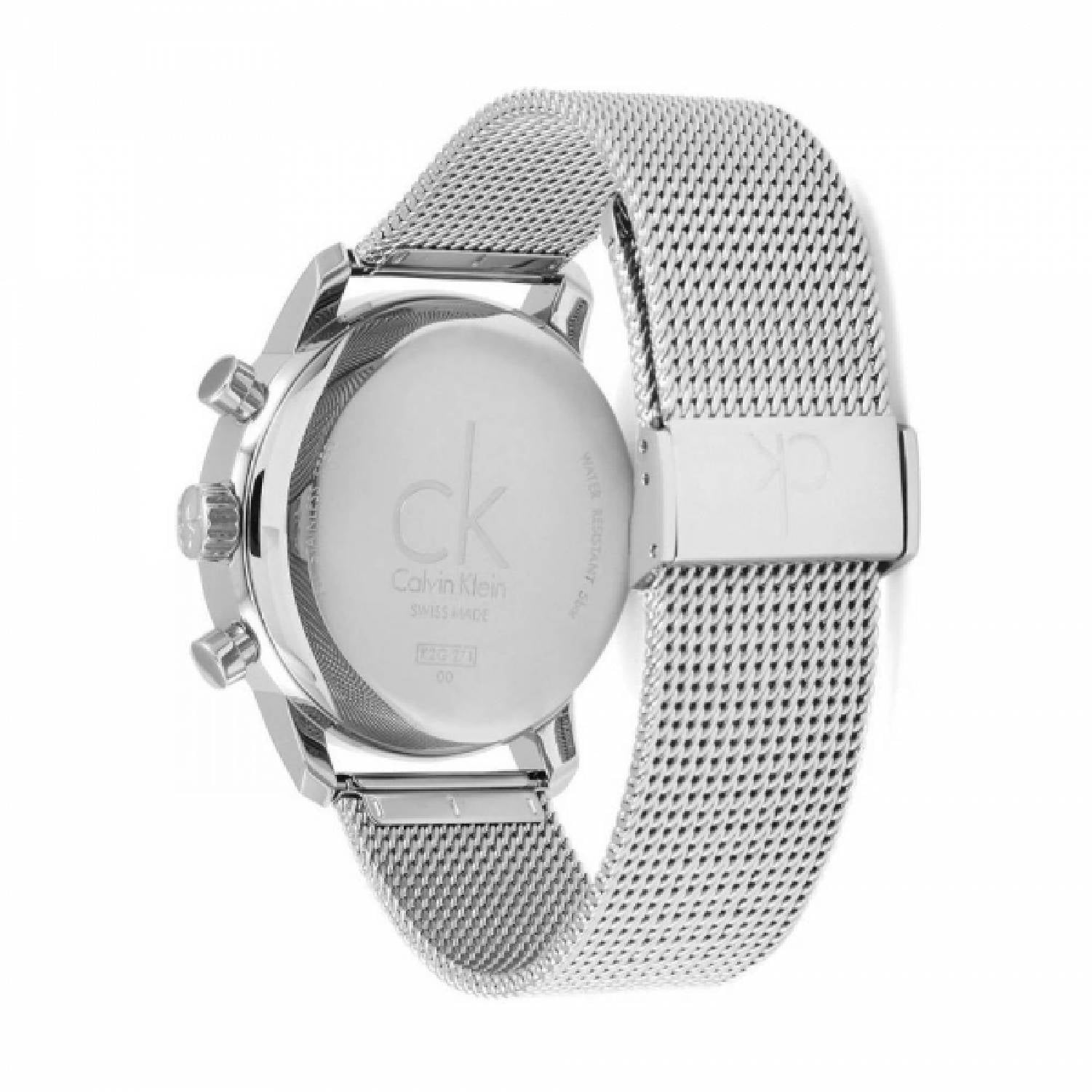 Orologio Uomo Acciaio Calvin Klein Quarzo Cronografo Data Bianco Maglia Milano