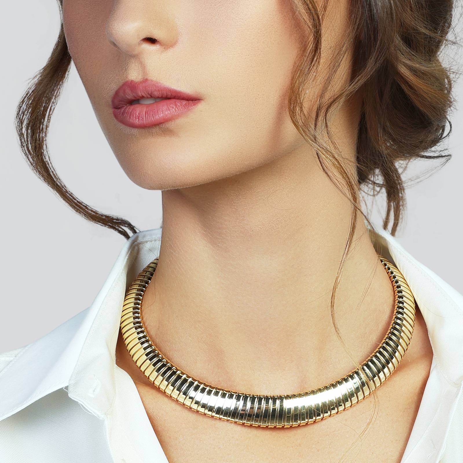 Collana Donna Unoaerre Bronzo Dorato Maglia Tubo Gas Semirigida 581496