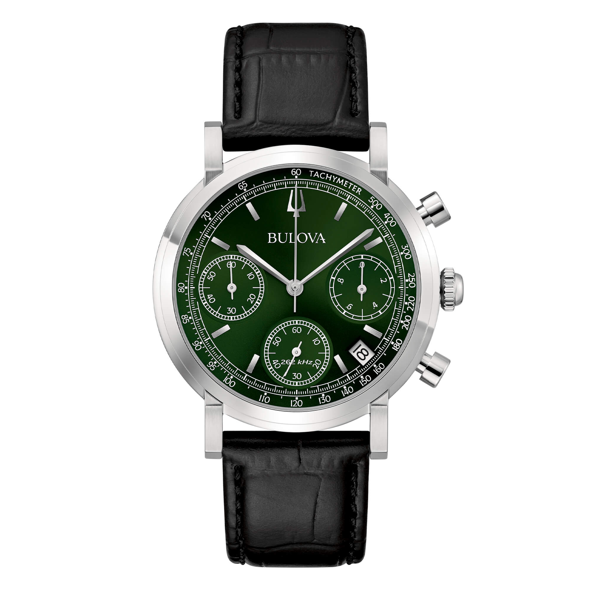 Orologio Uomo Bulova Cronografo Verde High Precisionist Pelle Nero 96B457