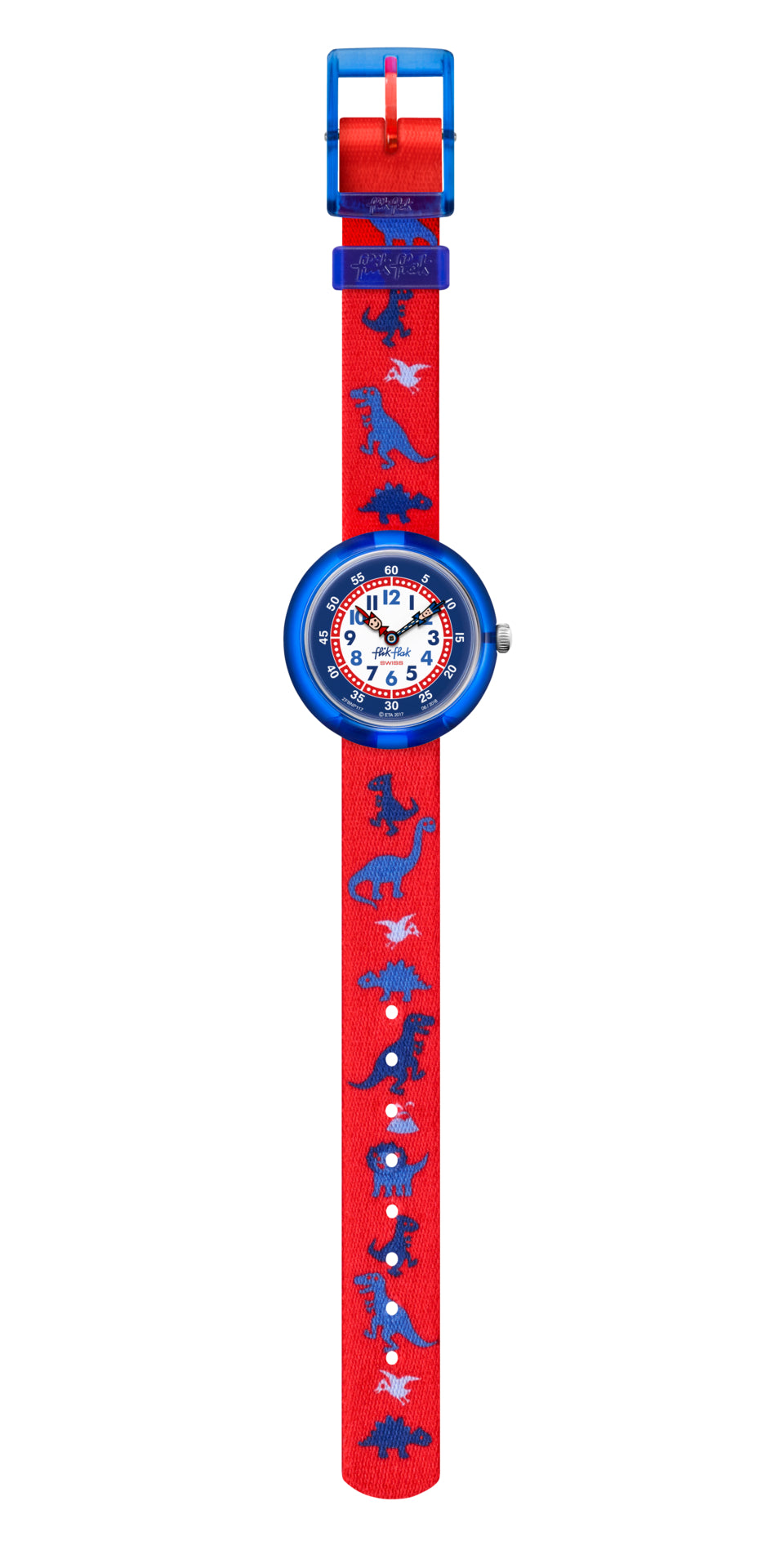 Orologio Bambino Swatch Solo Tempo Flik Flak Dinosauritos Blu Rosso ZFBNP117