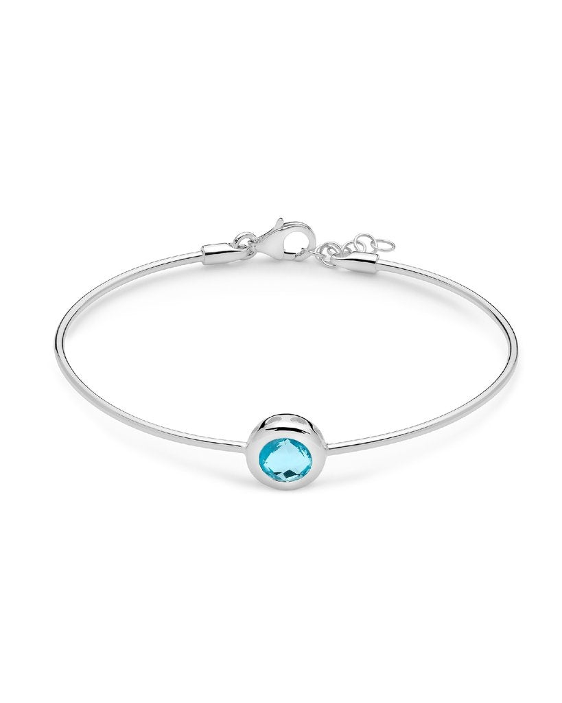 Bracciale Donna Rigido Miluna Argento 925 e topazio azzurro rotondo BRD929