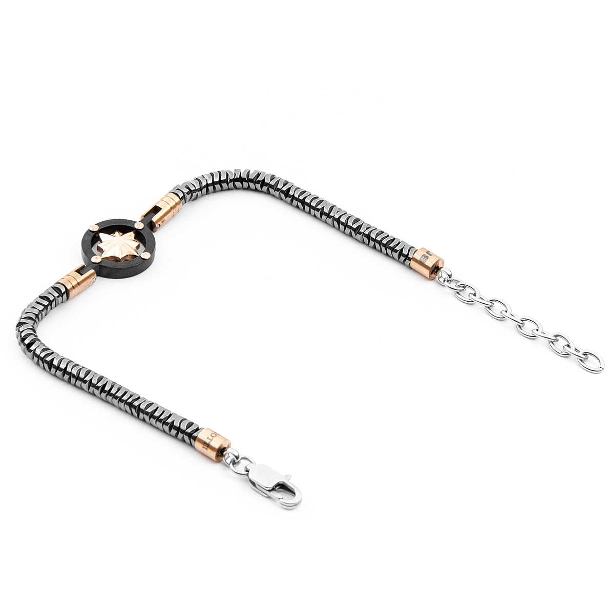 Bracciale Uomo 4US Cesare Paciotti Acciaio Bianco nero e rosa dei Venti rosè  4UBR4118