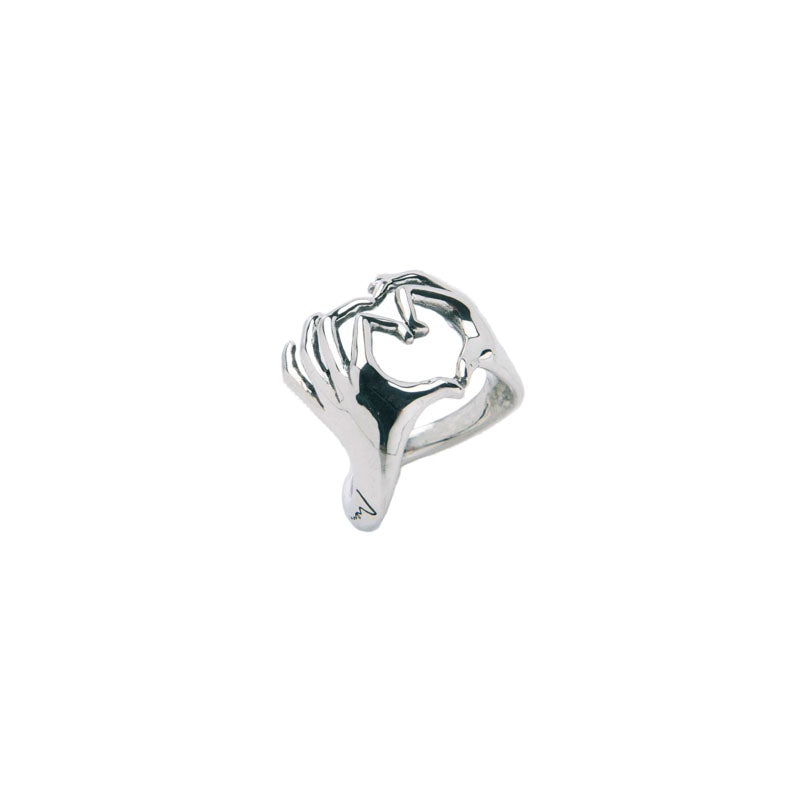 Anello Donna Nemoris Argento 925 Misura 18 Mani Intrecciate Emojy Cuore EAM01