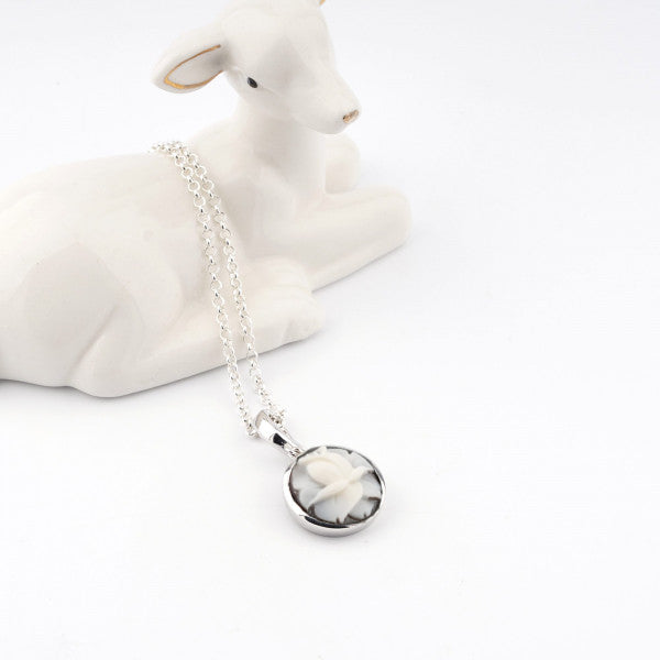 Ciondolo Donna Cameo Italiano Argento 925 Fiore Tulipano Medio P25-B