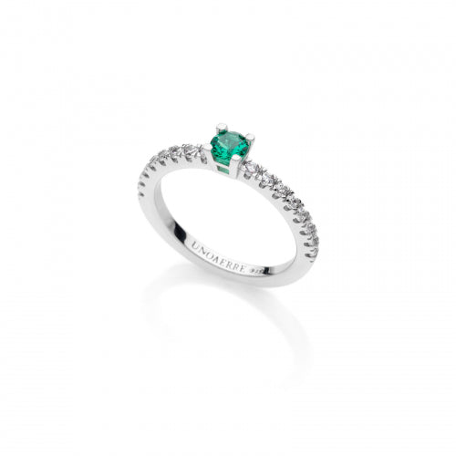 Anello Donna Unoaerre Argento 925 Bianco Con Pietra Verde 527922