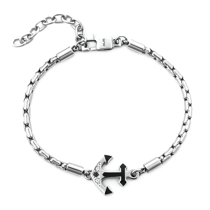 Bracciale Uomo 4US Cesare Paciotti Acciaio Smalto Nero Ancora 4UBR7522