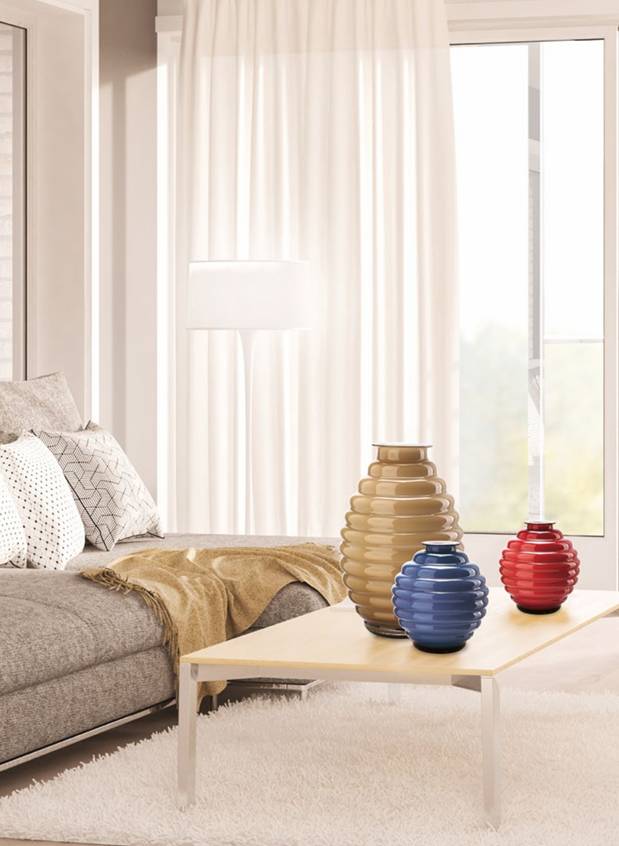 Centrotavola Onlylux Vetro Anelli 39 cm Opale Rosso OL03013