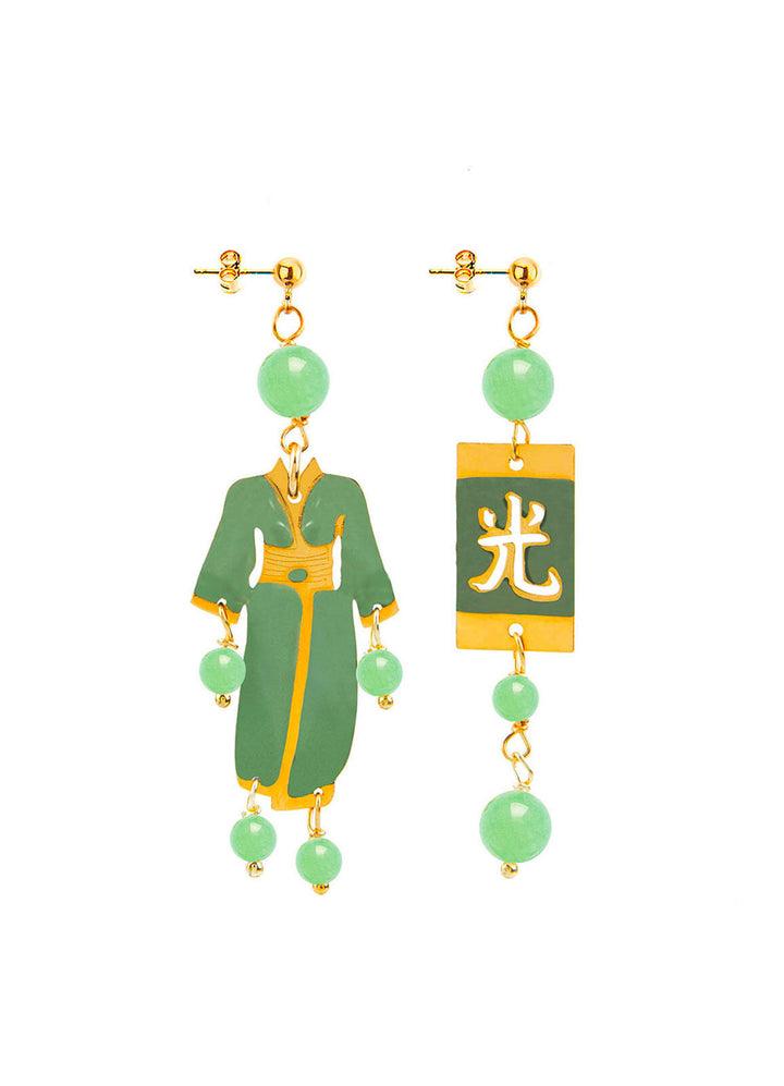 Orecchini Donna Lebole Collezione Kimono Smalto Verde Mini Perla KSM/MO/VERDE.VG