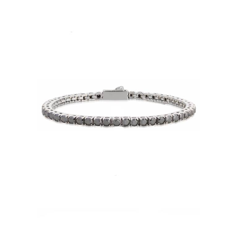 Bracciale Uomo John Richmond Tennis Titanio Brillanti Neri Silver IP JRTM27WB