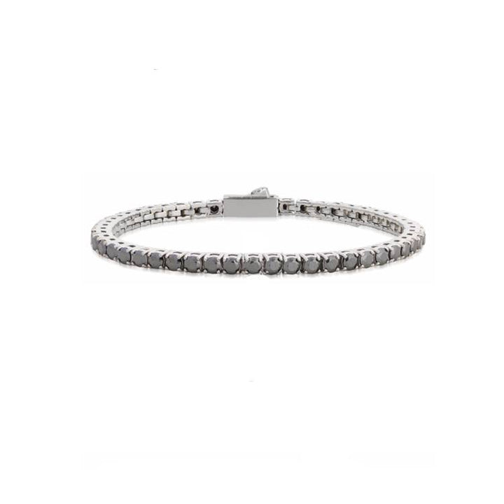 Bracciale Uomo John Richmond Tennis Titanio Brillanti Neri Silver IP JRTM27WB