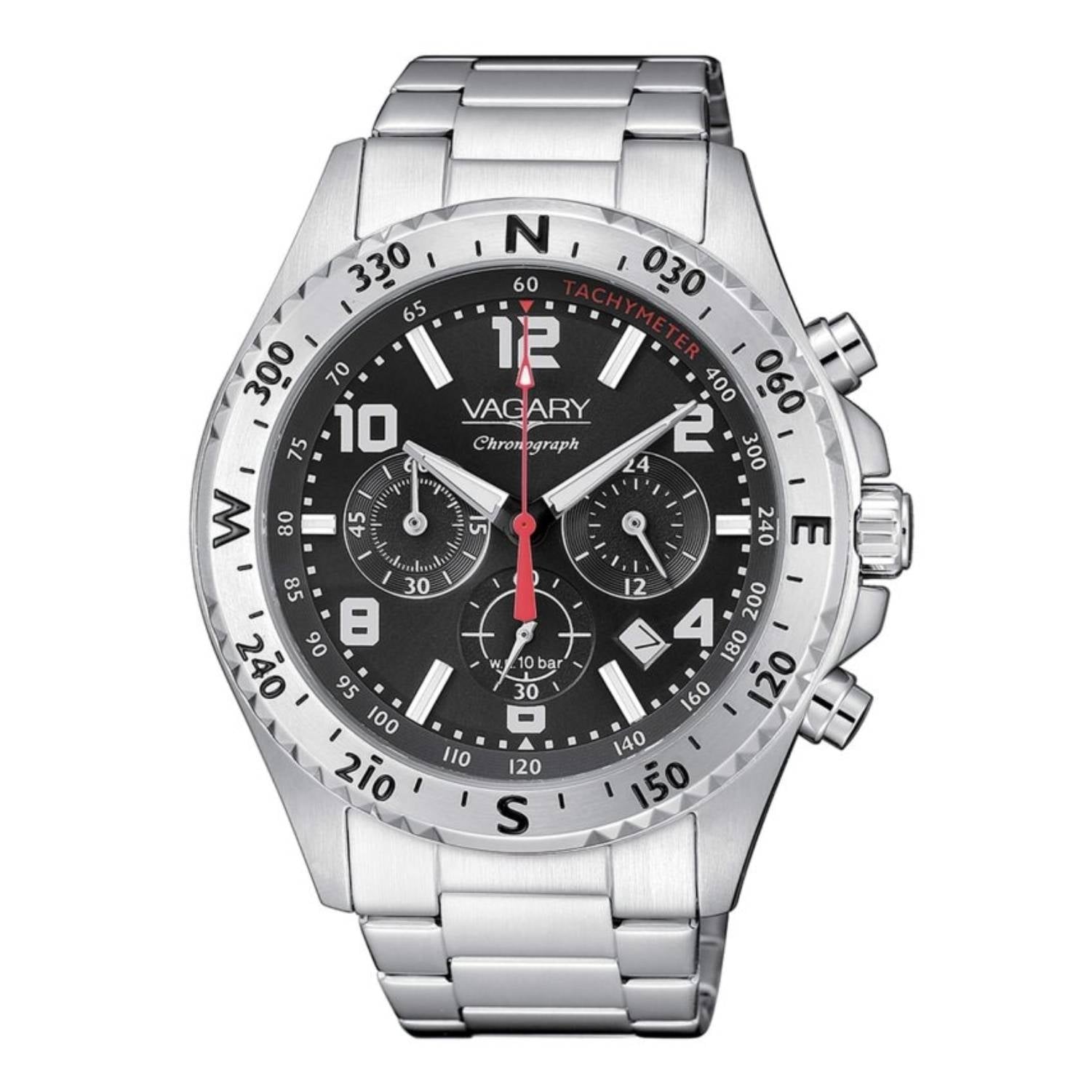 Orologio Uomo Acciaio Vagary Quarzo Cronografo Data Nero Numeri IV4-411-51