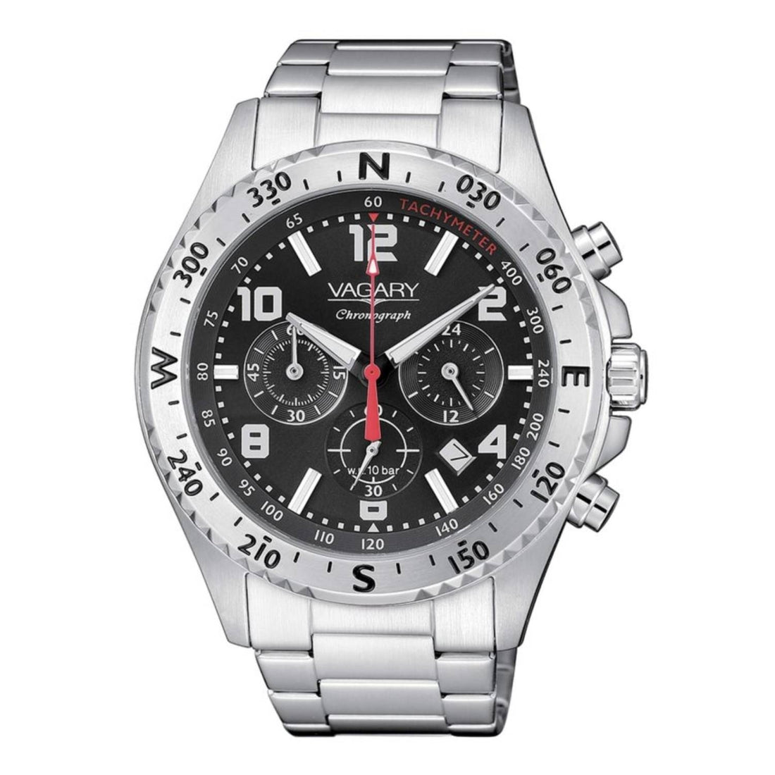 Orologio Uomo Acciaio Vagary Quarzo Cronografo Data Nero Numeri IV4-411-51