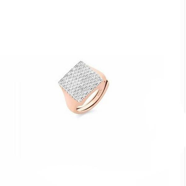 Anello Donna Sogni Mignolo Chevalier Quadrato Argento Rosato Zirconi Bianchi Regolabile AN127RB