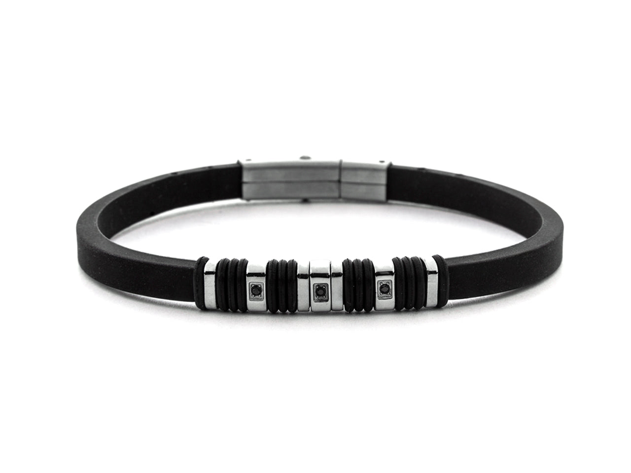Bracciale Uomo acciaio 4US Cesare Paciotti con Caucciu nero acciaio 4UBR7579