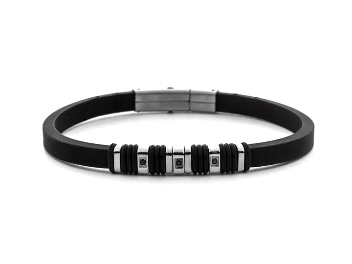 Bracciale Uomo acciaio 4US Cesare Paciotti con Caucciu nero acciaio 4UBR7579
