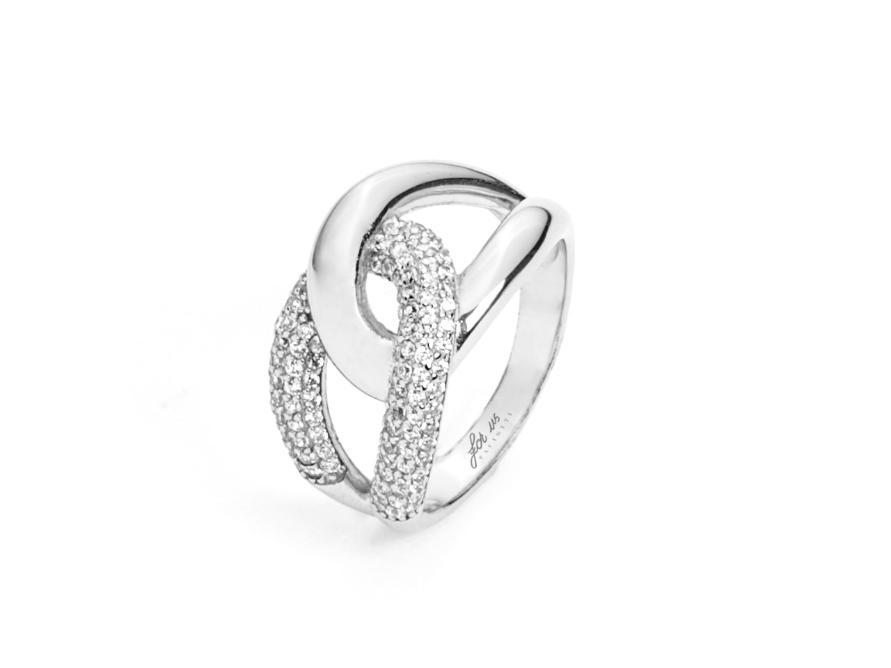 Anello Donna 4US Cesare Paciotti Intrecciato Argento Bianco 925 4UAN5424W/12