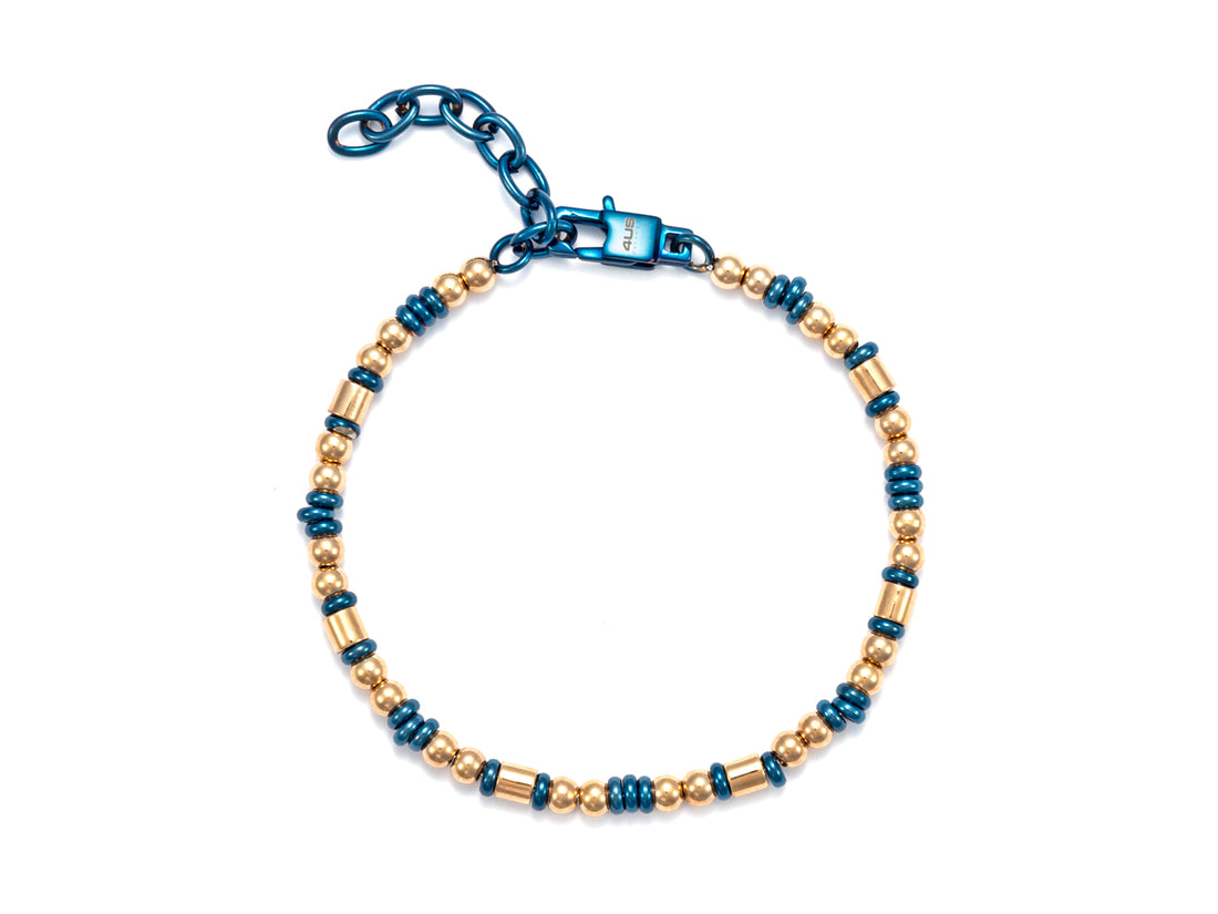 Bracciale Uomo 4US Cesare Paciotti Acciaio Blu Lucido Biglie Cilindri 4UBR5569