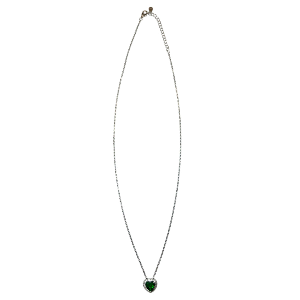 Collana Donna Re Mida Argento 925 Cuore Zirconi Verdi Bianchi CL DJV-3V