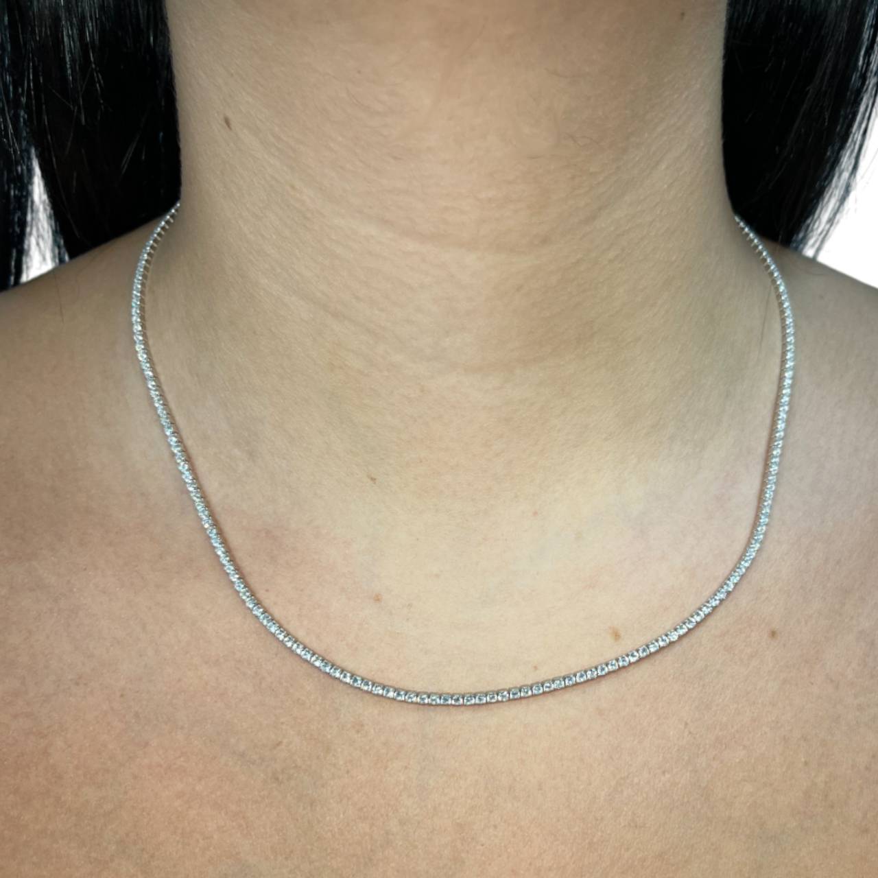 Collana Donna Re Mida Tennis Argento Lucido Zirconi Bianchi Tennis-7