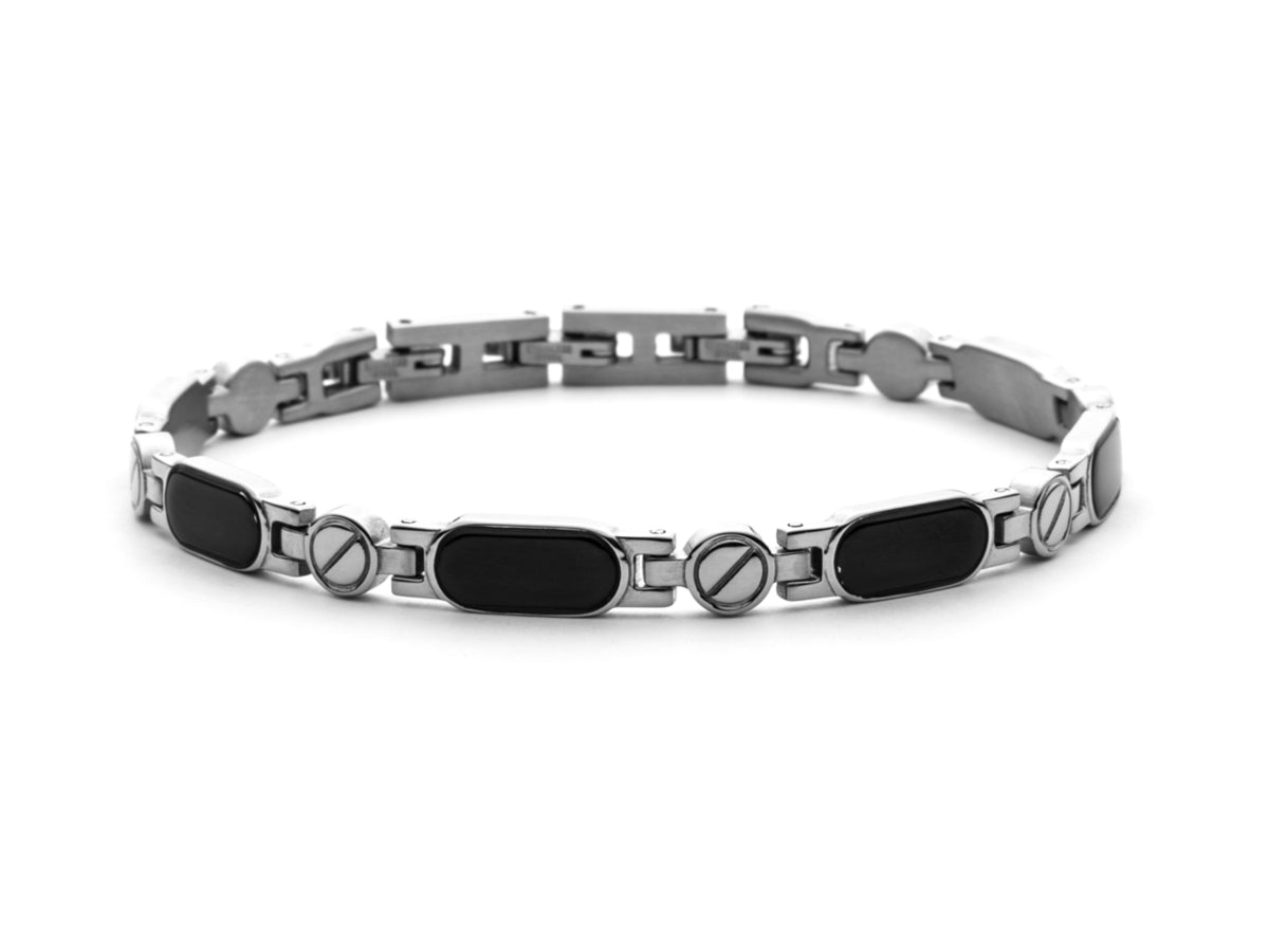 Bracciale Uomo 4US Cesare Paciotti Acciaio Maglia Lucida Nero 4UBR5632