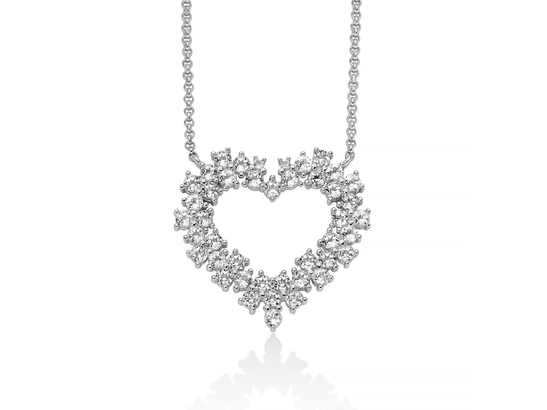 Collana Donna Miluna Perle Argento 925 Cuore con  Pietre Topazio Bianco CLD5097