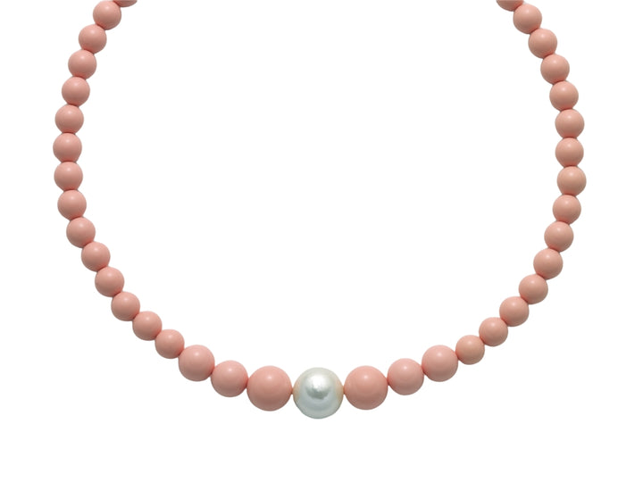Collana Donna Argento 925 Miluna Perla Pasta Di Corallo Rosa 9,5-10 mm PCL5317