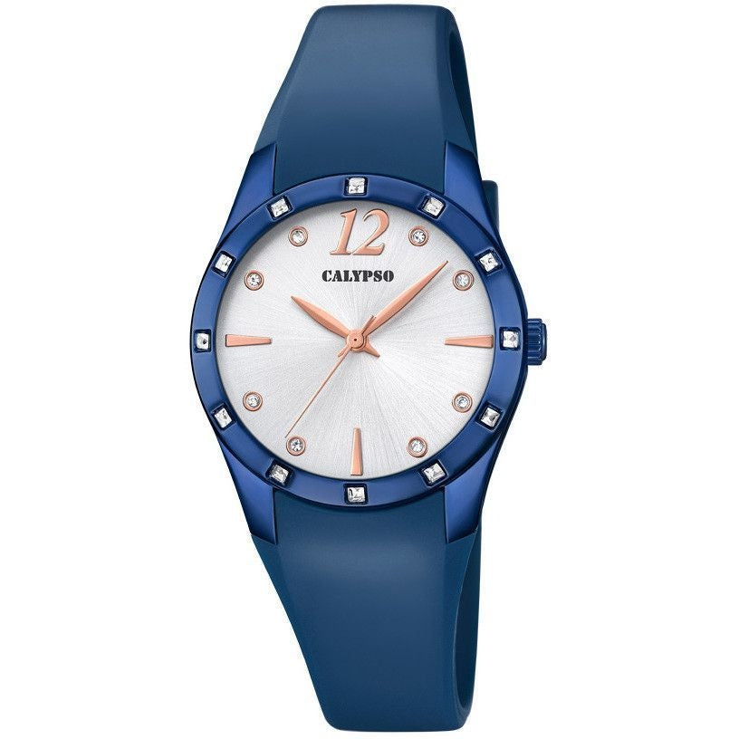 Orologio Donna Calypso Gomma Blu Zirconi Bianchi K5714/3