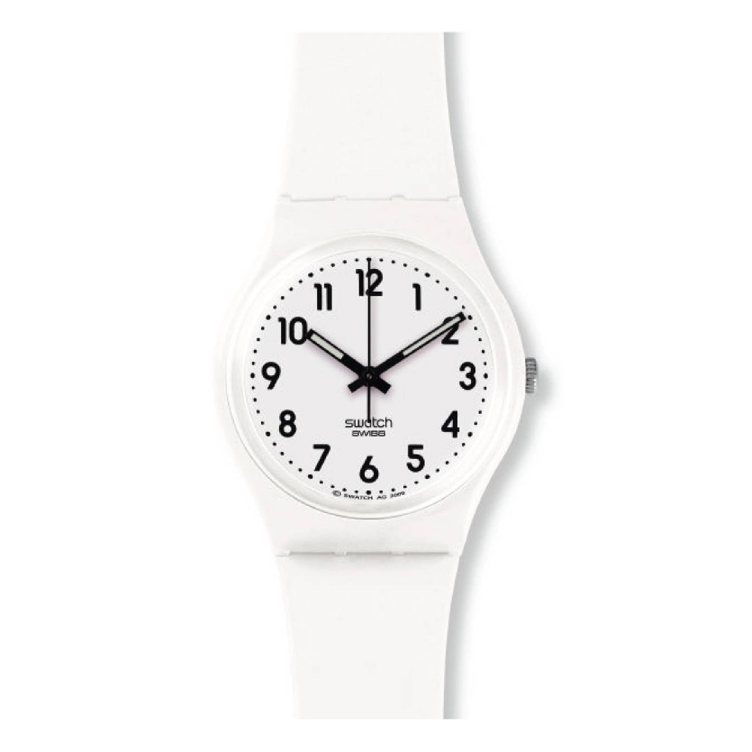 Orologio Donna Gomma Silicone Swatch Quarzo Solo Tempo Bianco Nero GW151O