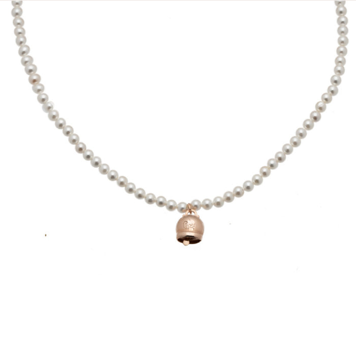 Collana La Campanella di Capri Argento Rosè Perle Porta Fortuna CPRMD2-ROS