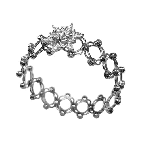 Anello-Bracciale Donna Re Mida Argento Bianco Estendibile Zirconi Fascia-2