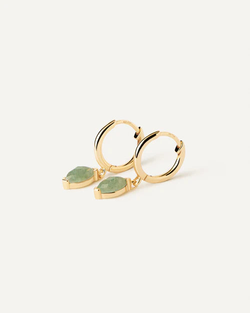 Orecchini Donna PDPaola Argento Dorata 925 Cerchi Pietra Verde Pendente AR01-A07-U
