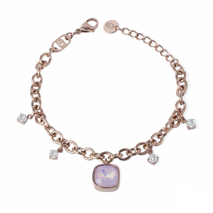 Bracciale Donna Liu Jo Acciaio Rosè Pietra Rosa Zirconi Bianchi LJ2883